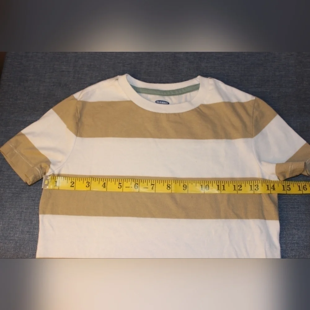 OLD Navy Boys Tan and White Striped Shirt